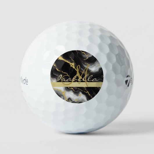 Gepersonaliseerde minimalistische moderne zwart go golfballen (Voorkant)