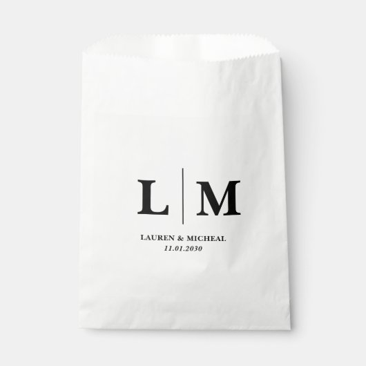 Gepersonaliseerde minimalistische monogram Initial Bedankzakje (Voorkant)