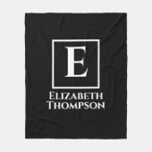 Gepersonaliseerde minimalistische monogram zwart-w fleece deken (Voorkant)