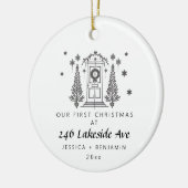 Gepersonaliseerde Minimalistische Nieuwe Huis Kers Keramisch Ornament (Links)