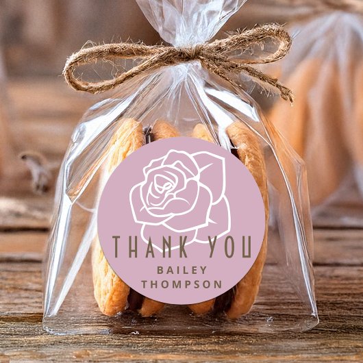 Gepersonaliseerde minimalistische retro roze roos ronde sticker