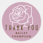 Gepersonaliseerde minimalistische retro roze roos ronde sticker (Voorkant)
