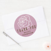 Gepersonaliseerde minimalistische retro roze roos ronde sticker (Envelop)