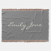 Gepersonaliseerde minimalistische scriptnaam grijs deken (Voorkant)