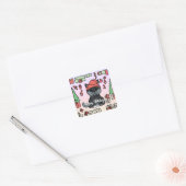 Gepersonaliseerde Minimalistische Vakantie Kattenc Vierkante Sticker (Envelop)
