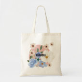 Gepersonaliseerde minimalistische waterverf bloeme tote bag (Voorkant)