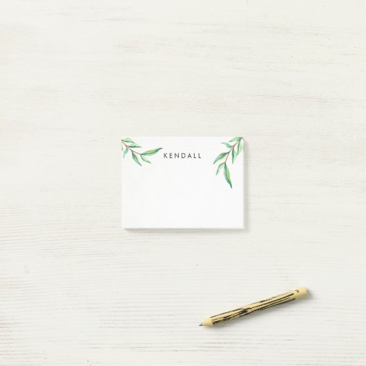 Gepersonaliseerde minimalistische Waterverf verlaa Post-it® Notes (Op bureau)