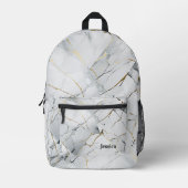 Gepersonaliseerde minimalistische wit marmerwerk bedrukte rugzak (Voorkant)