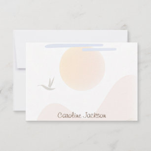 Gepersonaliseerde minimalistische zon, berg en vog notitiekaartje