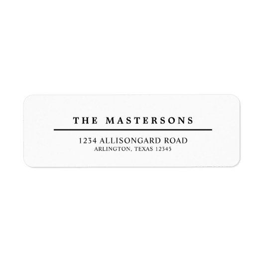 Gepersonaliseerde minimalistische zwart-wit retour etiket (Voorkant)