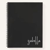 Gepersonaliseerde Minimalistische Zwart Wit Script Notitieboek (Voorkant)