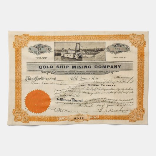 Gepersonaliseerde Mining Stock Keukenhanddoek (Horizontaal)