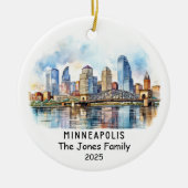 Gepersonaliseerde Minneapolis Ornament, Minnesota Keramisch Ornament (Voorkant)
