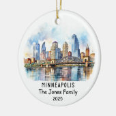 Gepersonaliseerde Minneapolis Ornament, Minnesota Keramisch Ornament (Links)