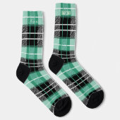Gepersonaliseerde Mint Green en Black Tartan Plaid Sokken (Rechts)