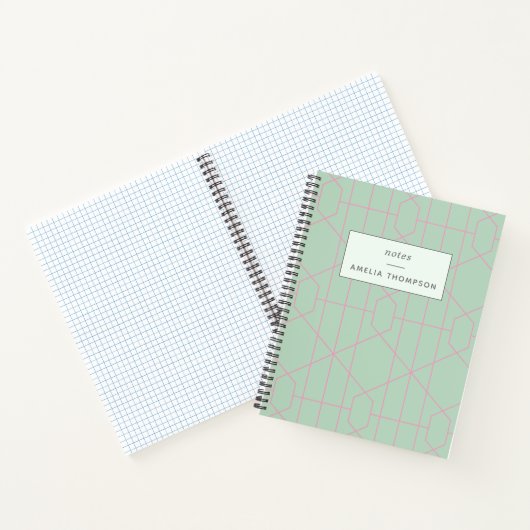 Gepersonaliseerde Mint Green Geometric Notes lijst Notitieboek (Binnen)