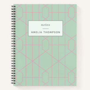 Gepersonaliseerde Mint Green Geometric Notes lijst Notitieboek