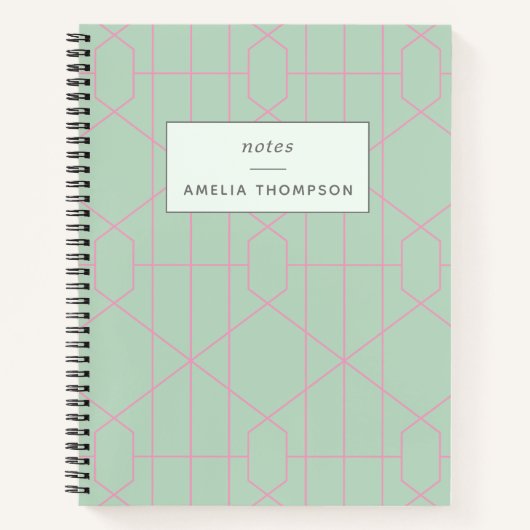Gepersonaliseerde Mint Green Geometric Notes lijst Notitieboek (Voorkant)