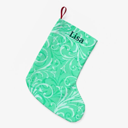 Gepersonaliseerde Mint Green-kerststop Kleine Kerstsok (Voorkant (Hangend))
