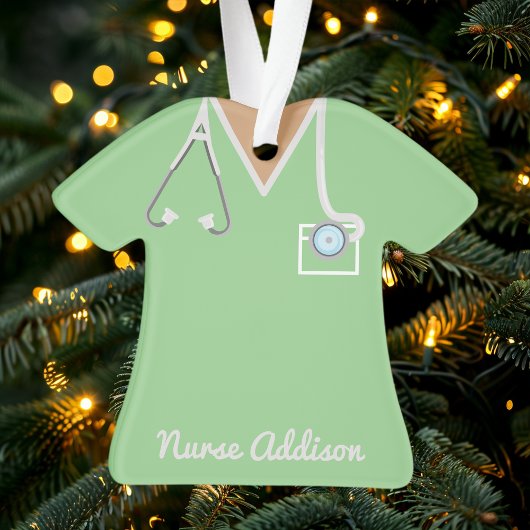 Gepersonaliseerde Mint Green Nurse Scrubs Ornament