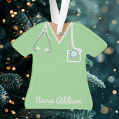 Gepersonaliseerde Mint Green Nurse Scrubs Ornament