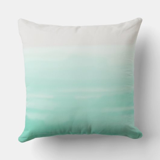 Gepersonaliseerde Mint Green Ombre Waterverf Kussen (Achterkant)