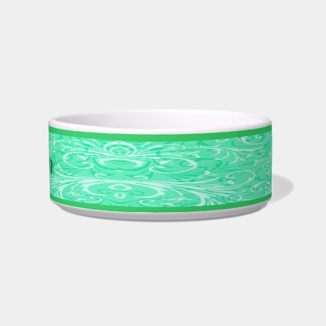 Gepersonaliseerde Mint Green Ornamental Pet Bowl Voerbakje (Rechts)