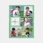 Gepersonaliseerde Mint Green Photo Collage Monogra Fleece Deken (Voorkant)