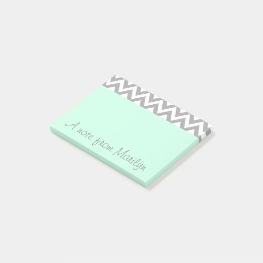 Gepersonaliseerde Mint Green Post It Notes Kantoor (Schuin)