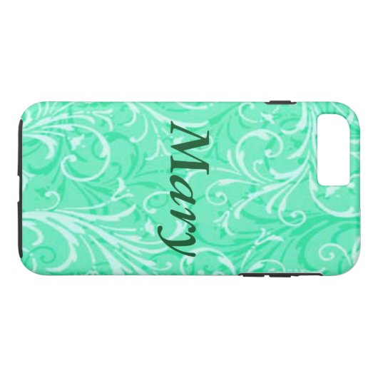Gepersonaliseerde Mint Green Sierlijke iPhone 7 Ho Case-Mate iPhone Case (Achterkant (Horizontaal))