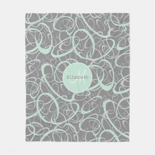 gepersonaliseerde mint grijze funky loops fleece deken (Voorkant)