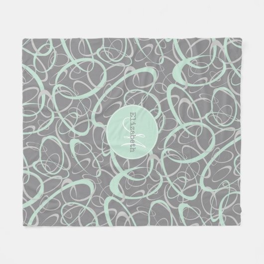 gepersonaliseerde mint grijze funky loops fleece deken (Voorkant (Horizontaal))