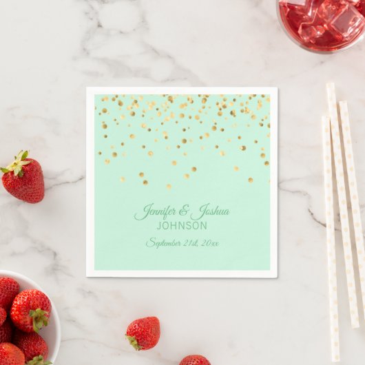 Gepersonaliseerde MINT groen gouden Confetti bruil Servet (Insitu)