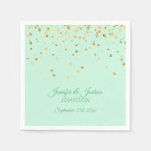 Gepersonaliseerde MINT groen gouden Confetti bruil Servet (Voorkant)