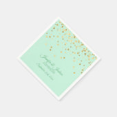 Gepersonaliseerde MINT groen gouden Confetti bruil Servet (Hoek)