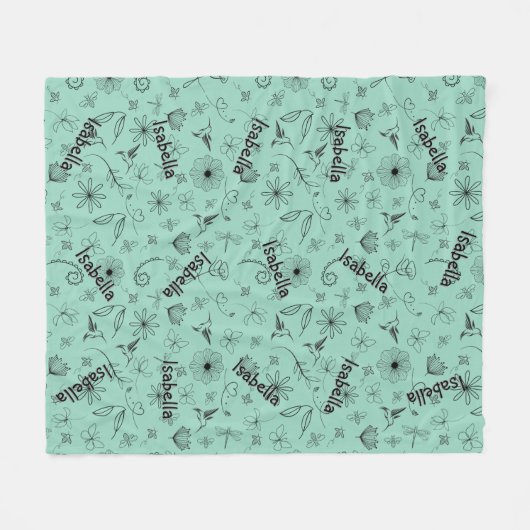 Gepersonaliseerde Mint Groene Naam Deken - Custom  (Voorkant (Horizontaal))