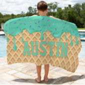 Gepersonaliseerde Mint Ice Cream Drip Strandlaken