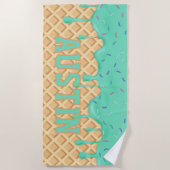 Gepersonaliseerde Mint Ice Cream Drip Strandlaken (Voorkant)