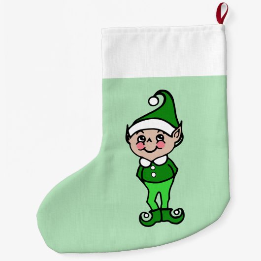 Gepersonaliseerde Mint Kerstmis Elf Stocking Grote Kerstsok (Achterkant)