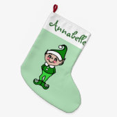 Gepersonaliseerde Mint Kerstmis Elf Stocking Grote Kerstsok (Voorkant (Hangend))