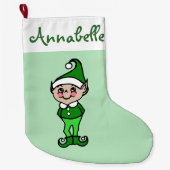Gepersonaliseerde Mint Kerstmis Elf Stocking Grote Kerstsok (Voorkant)