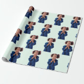 Gepersonaliseerde Mint Photo Collage Kids Verjaard Cadeaupapier (Uitgerold)