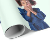 Gepersonaliseerde Mint Photo Collage Kids Verjaard Cadeaupapier (Rol Hoek)