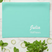 Gepersonaliseerde mintgroene minimalist theedoek (Gevouwen)