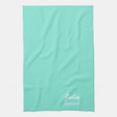 Gepersonaliseerde mintgroene minimalist theedoek (Verticaal)