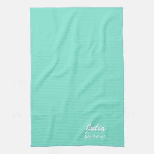 Gepersonaliseerde mintgroene minimalist theedoek (Verticaal)