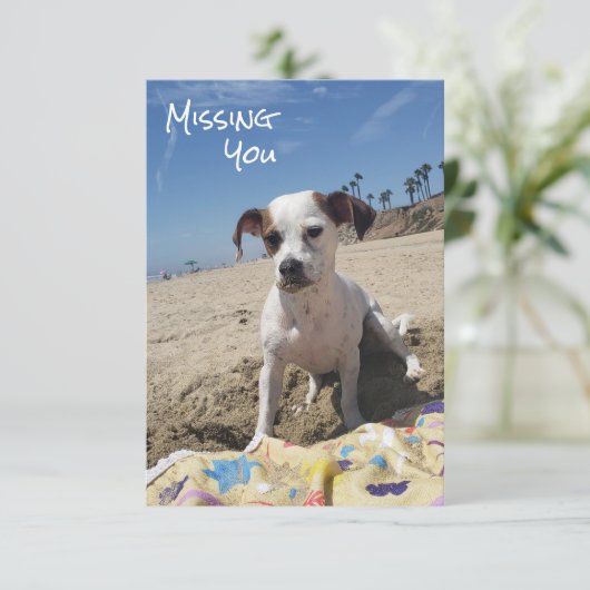Gepersonaliseerde Missing You Dog Kaart (Staand voorkant)
