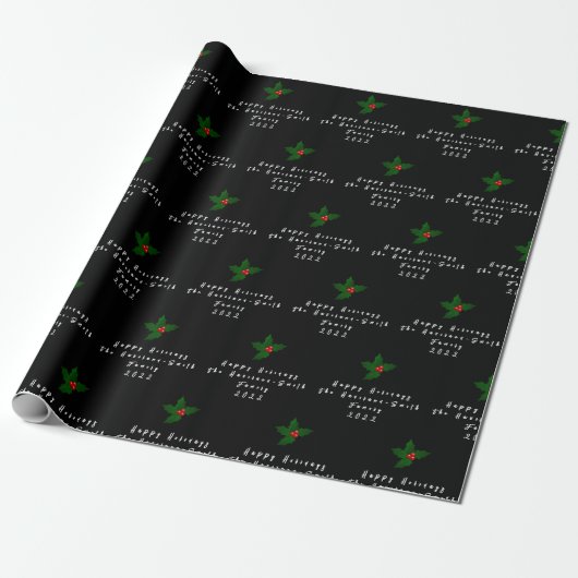 Gepersonaliseerde Mistletoe Gift Wrap HAMbyWG Cadeaupapier (Uitgerold)