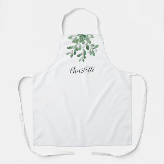 Gepersonaliseerde Mistletoe Greenery Schort (Voorkant)