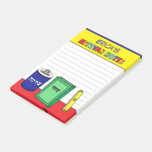 Gepersonaliseerde mitswa artikelen - Geel Post-it® Notes (Schuin)